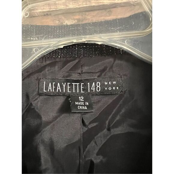 Lafayette 148 Black Tweed Folded Collar Alpaca Wool Blend Blazer Women's Size 12 - Picture 4 of 6